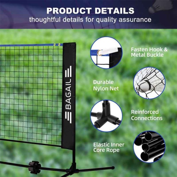 BAGAIL Kids Volleyball Net - Height Adjustable Volleyball Net for Indoor and Outdoor Games, Foldable Nylon Net 10 ft/14ft/17ft Wide - Image 4